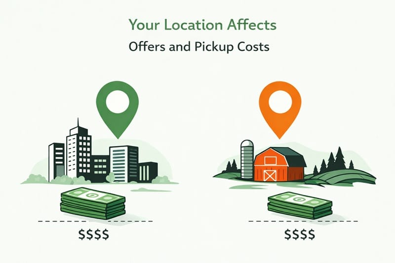 Your Location Affects Offers and Pickup Costs