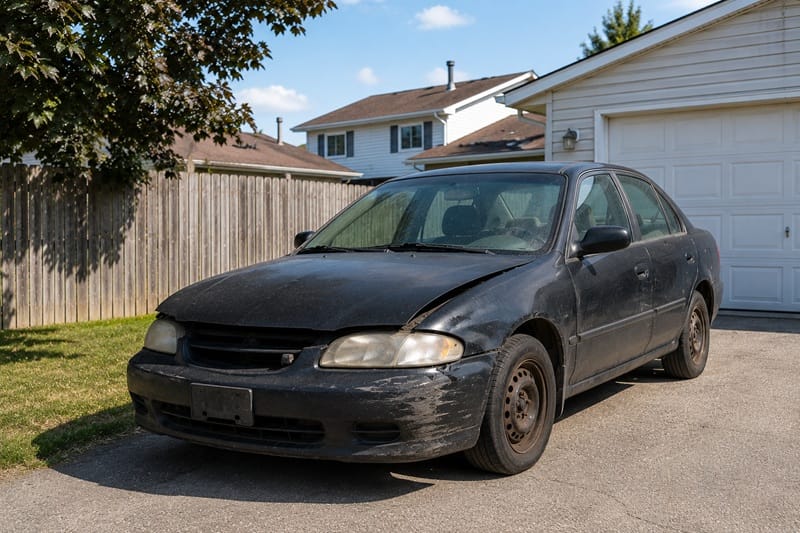 Unwanted junk vehicle ready for pickup in Canada