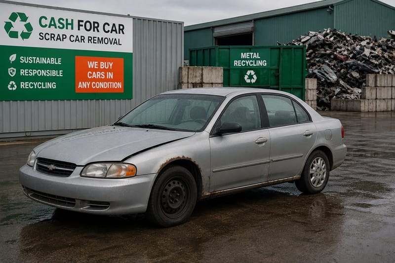Scrap vehicle ready for pickup in Canada